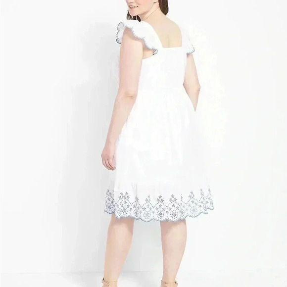 ❤️2/50❤️[18]Lane Bryant  Short Flutter-Sleeve Square-Neck Embroidered Dress - Picture 2 of 11
